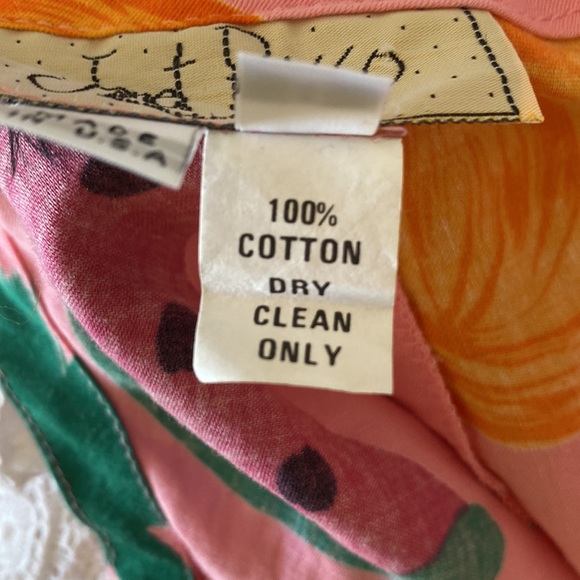 Vintage Janet Russo Nantucket Pink Fruit Pattern Cotton Sundress - Picture 6 of 9